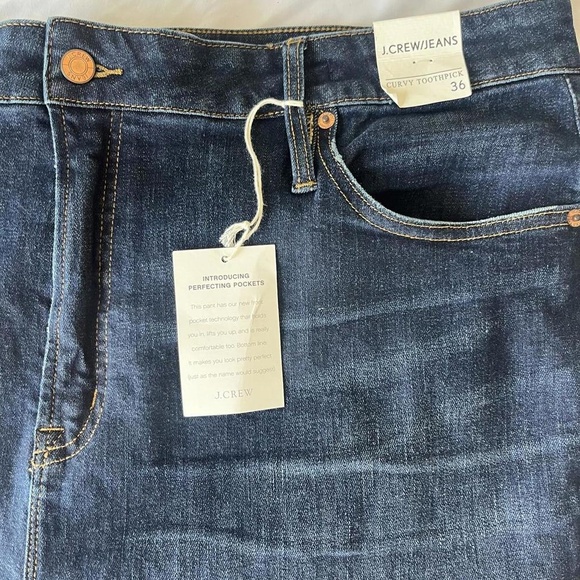 NWT J.Crew‎ Dark Wash Slim Fit Frayed Hem Womens Jeans Size 36 - Picture 2 of 6